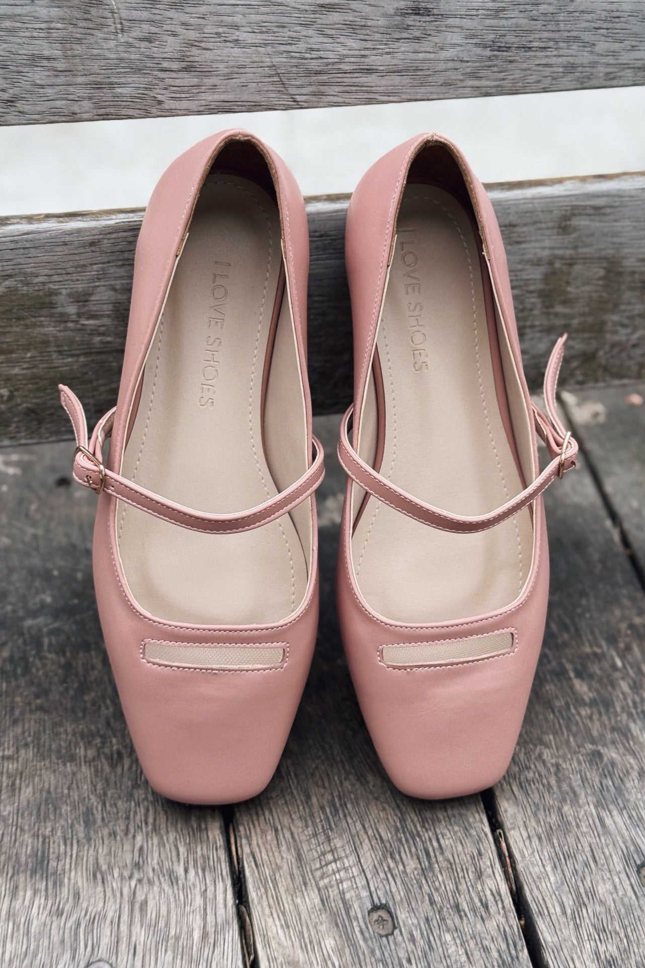 Lufora Blush Faux Leather Buckle Detail Women's Flats