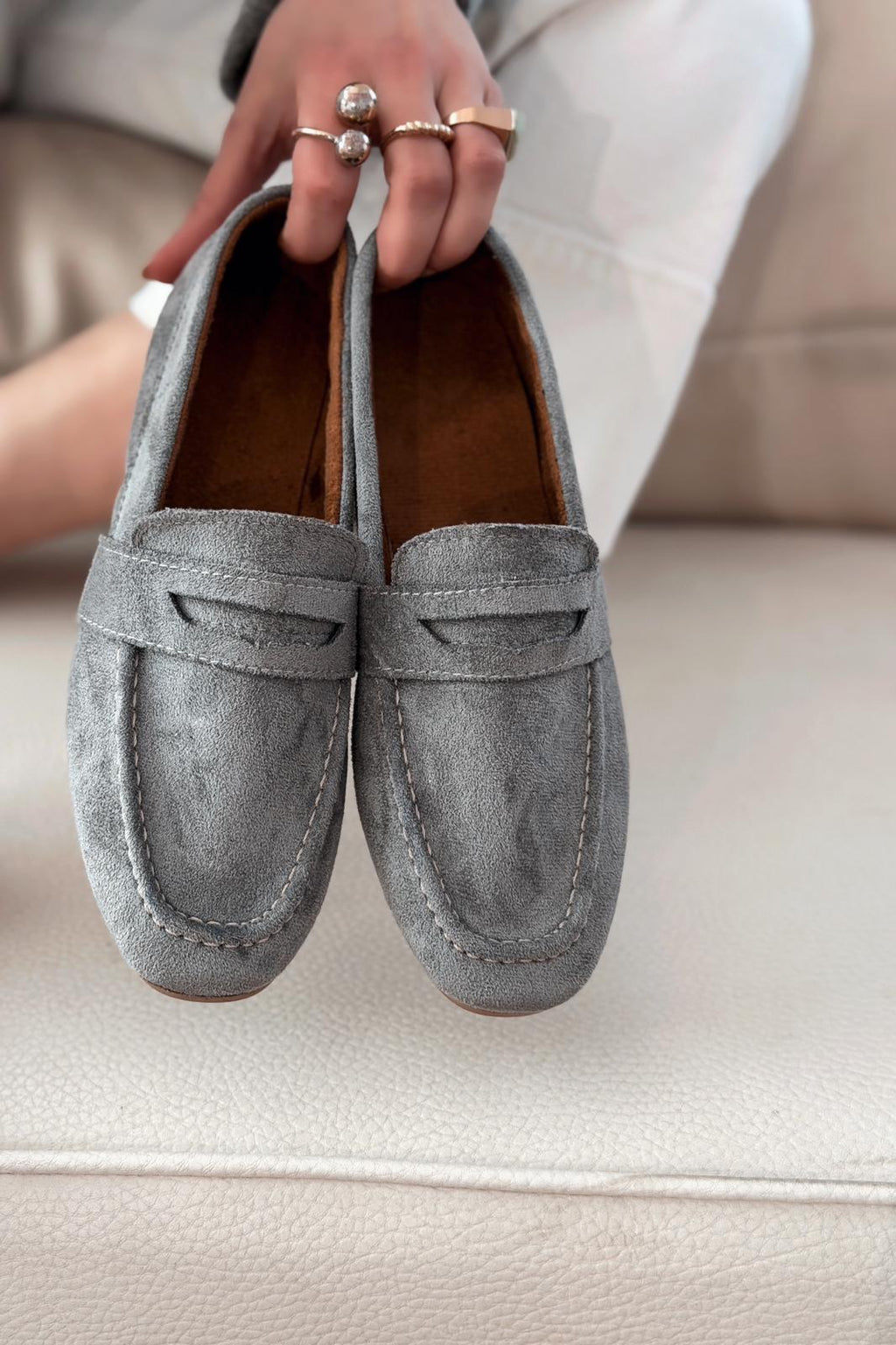 Orvino Gray Suede Women's Loafers