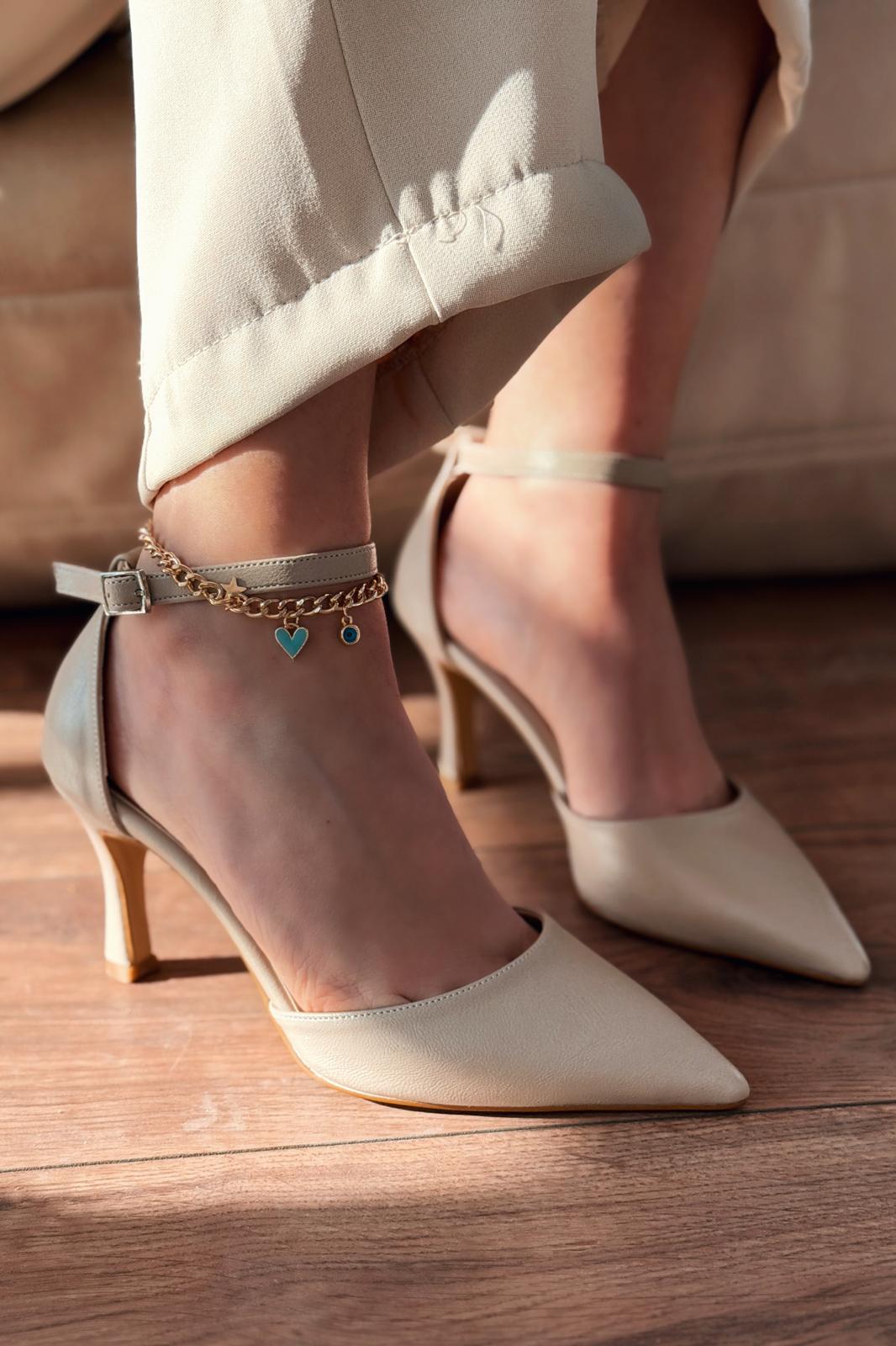 Selaris Beige Faux Leather Women's Stilettos