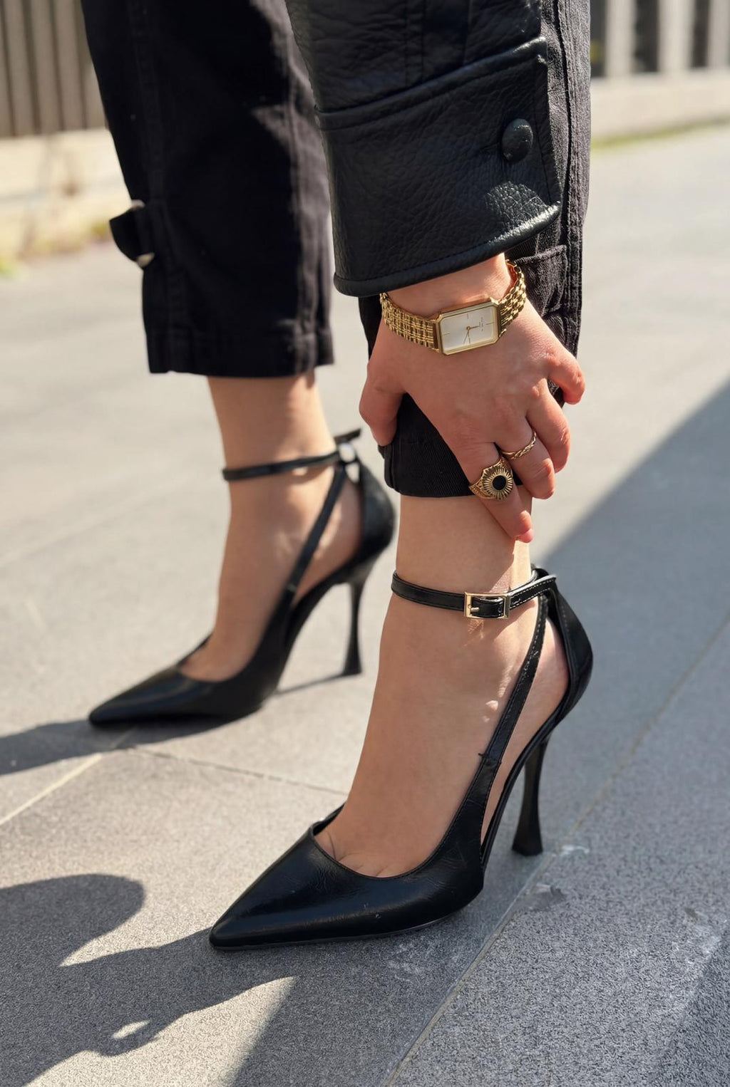 Nerole Black Faux Leather Women's Stilettos