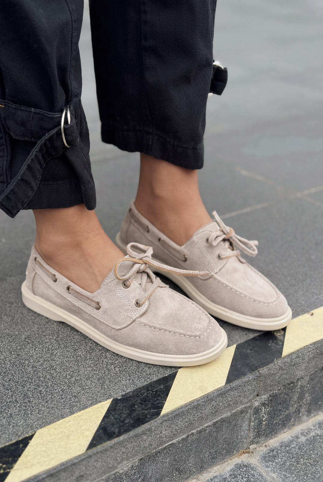 Morin Taupe Suede Women's Oxford Shoes