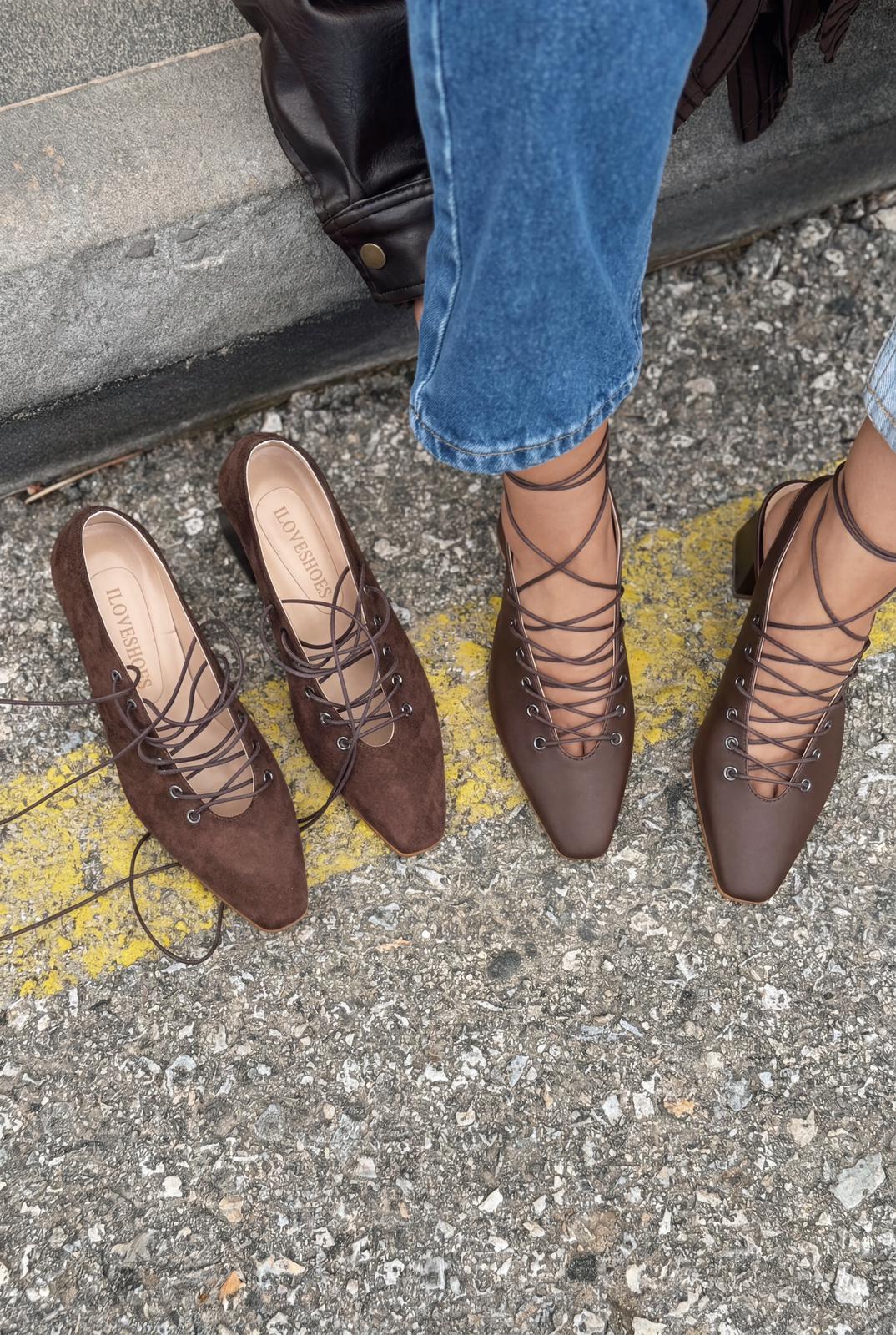 Yorella Dark Brown Faux Leather Women's Pumps