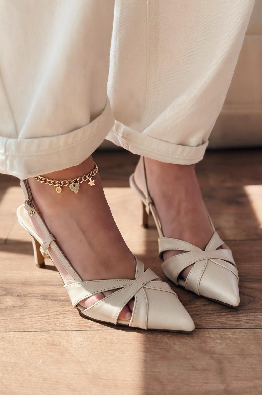 Peraps Beige Faux Leather Women's Pumps