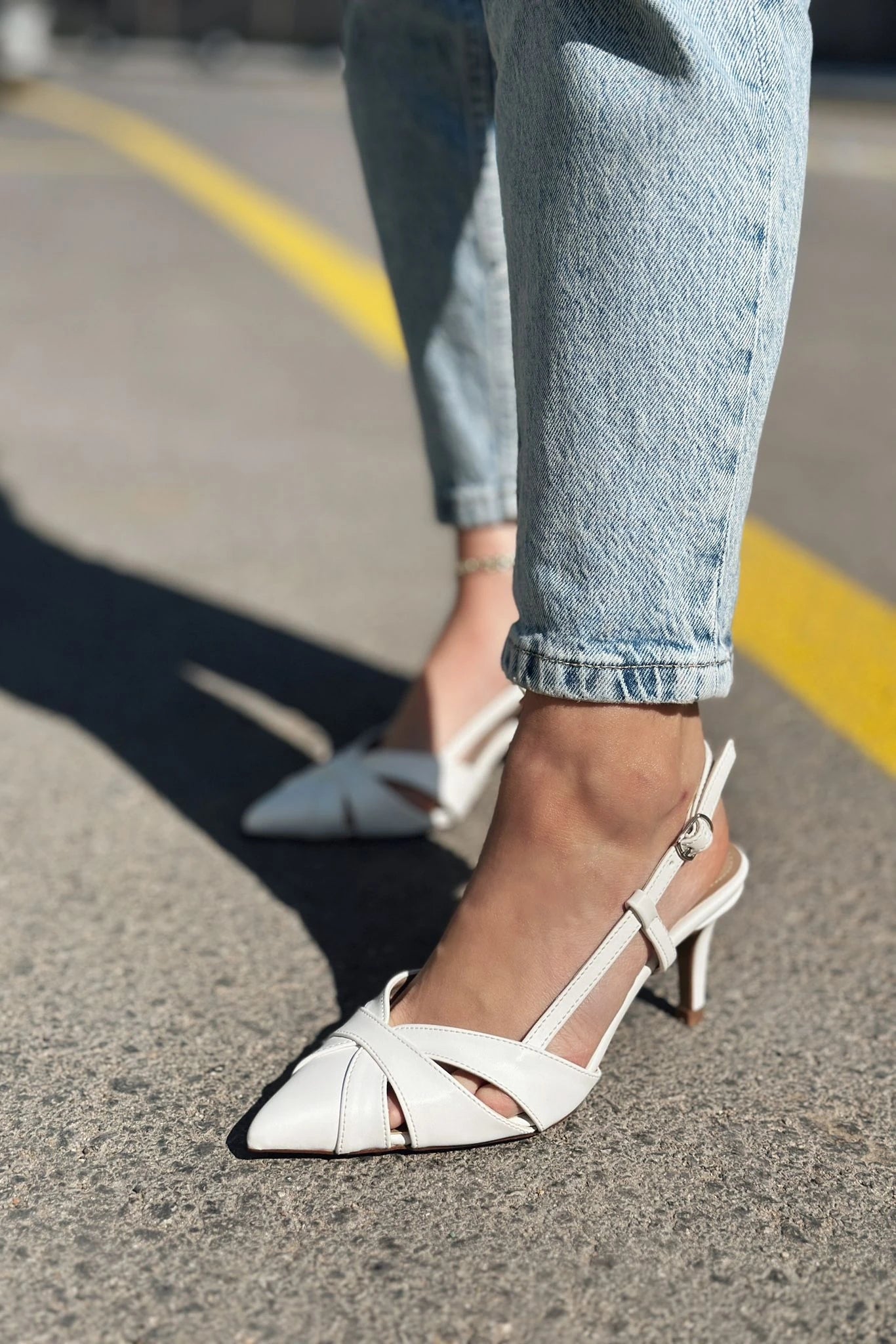 Peraps White Faux Leather Women's Stilettos