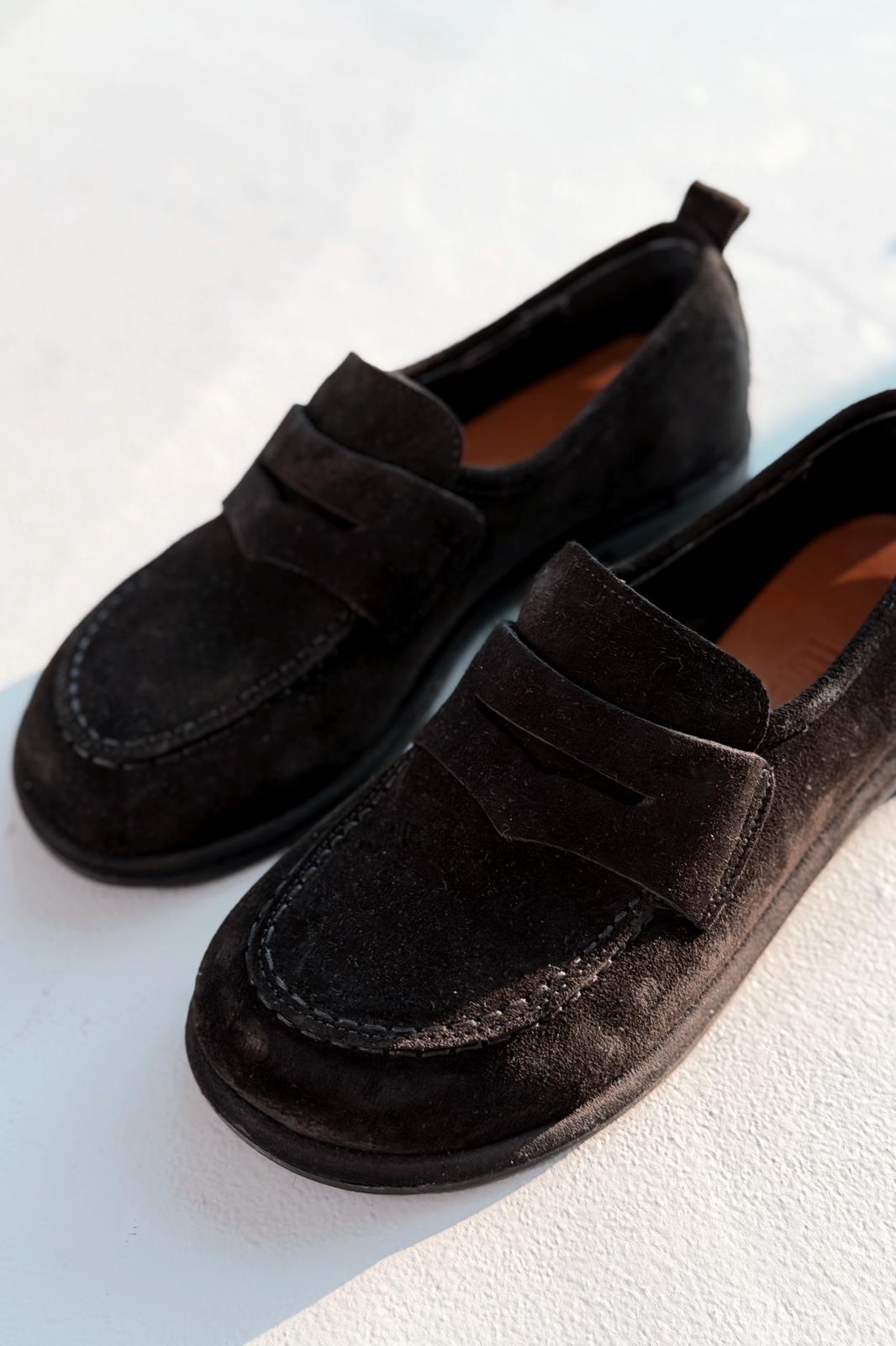 Marion Black Genuine Suede Women's Loafers