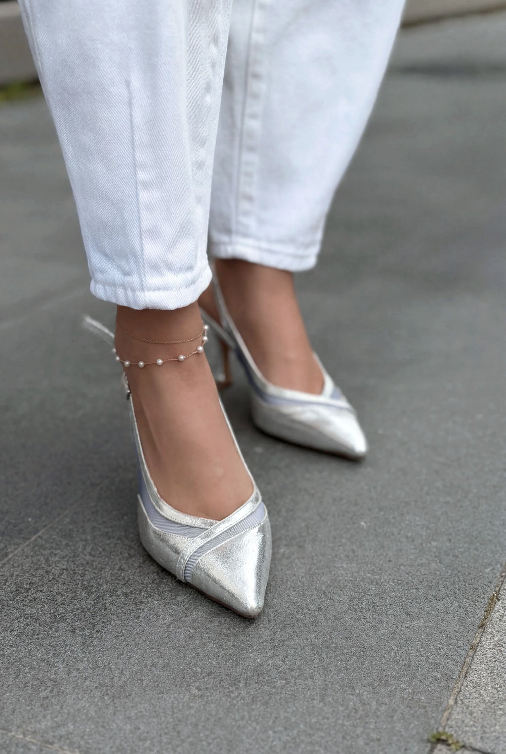 Almerion Silver Patent Faux Leather Women's Stilettos