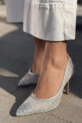 Arivelle Silver Rhinestone Textile Women's Stilettos