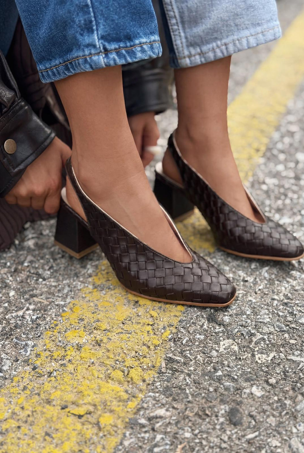 Meladina Light Brown Woven Faux Leather Women's Pumps