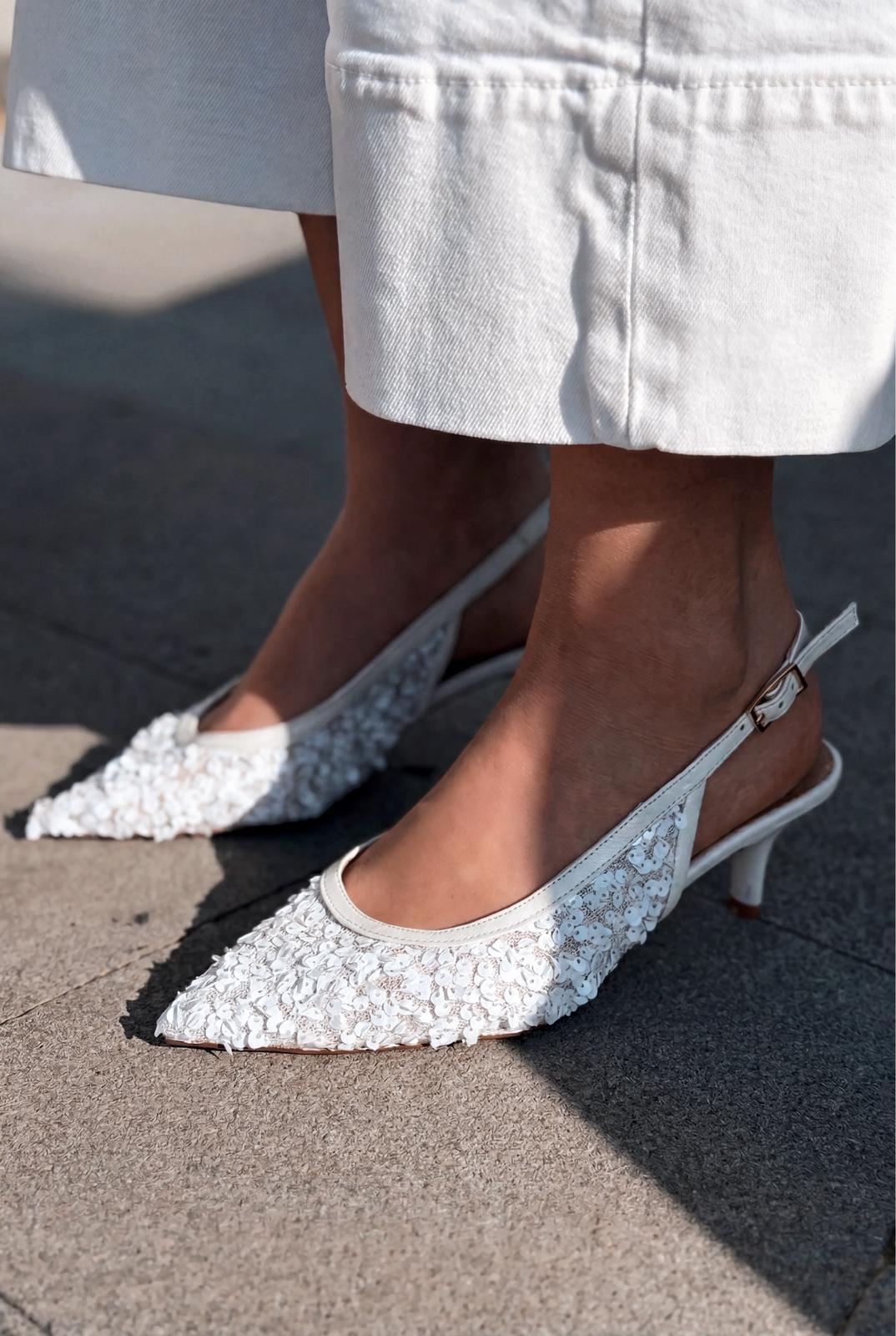Selorine White Sequin Women's Stilettos