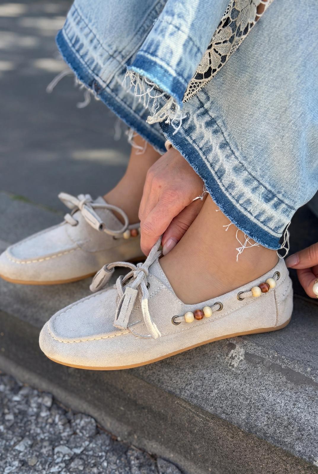 Brion Beige Suede Women's Oxford Shoes