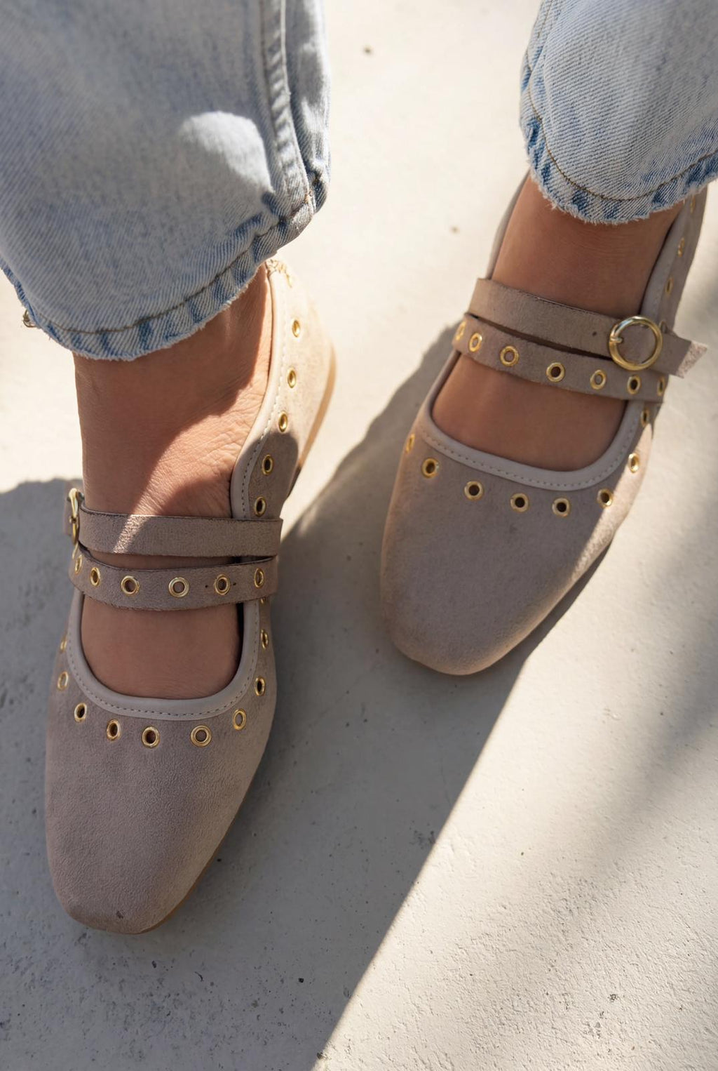Elia Beige Suede Women's Flats