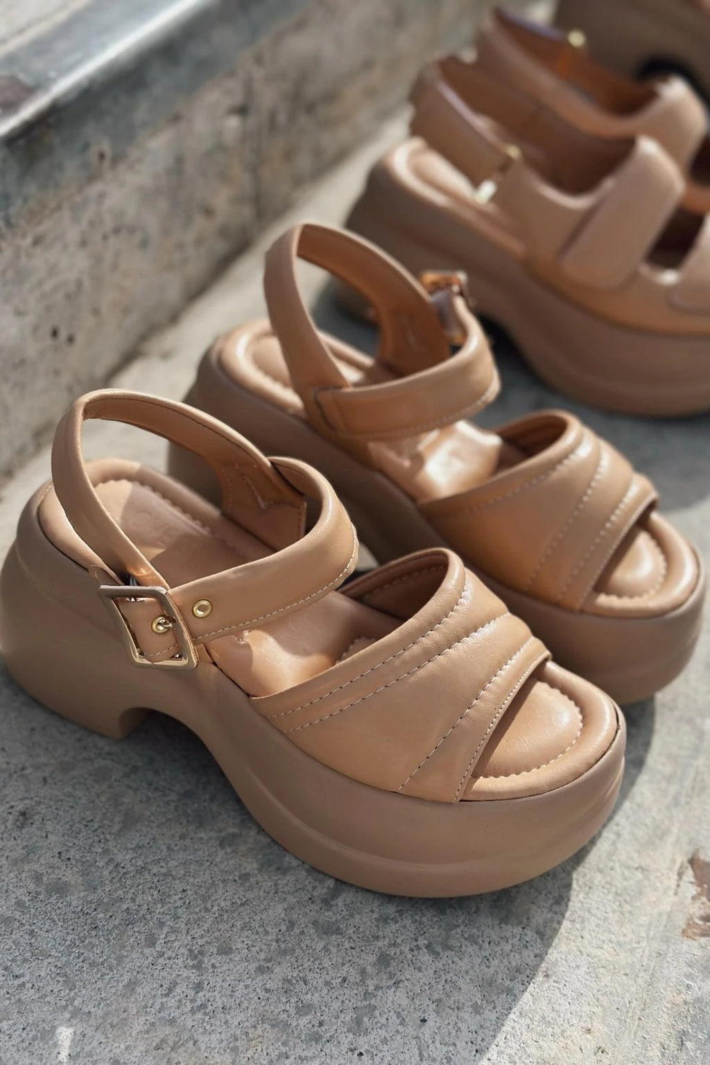 Pofins Nude Faux Leather Women's Sandals