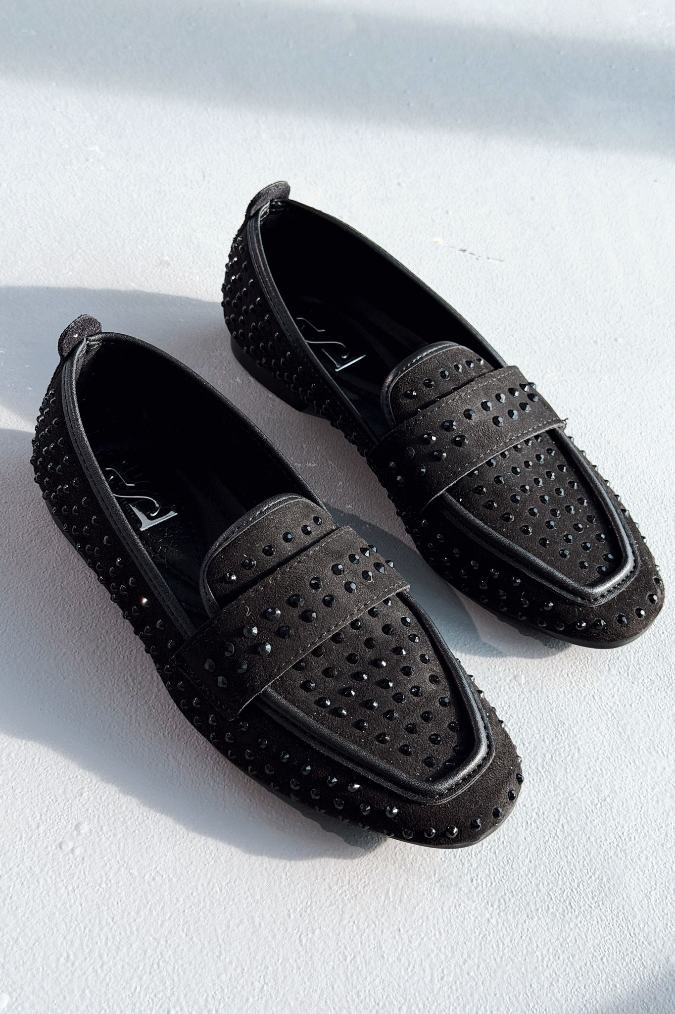 Talori Black Suede Black Embellished Women's Loafers