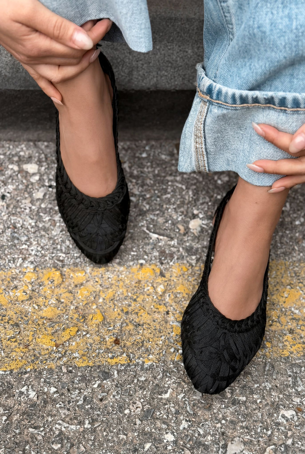 Morvik Black Synthetic Leather Women's Flats