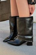 Ovelle Black Patent Faux Leather Women's Pumps Boots