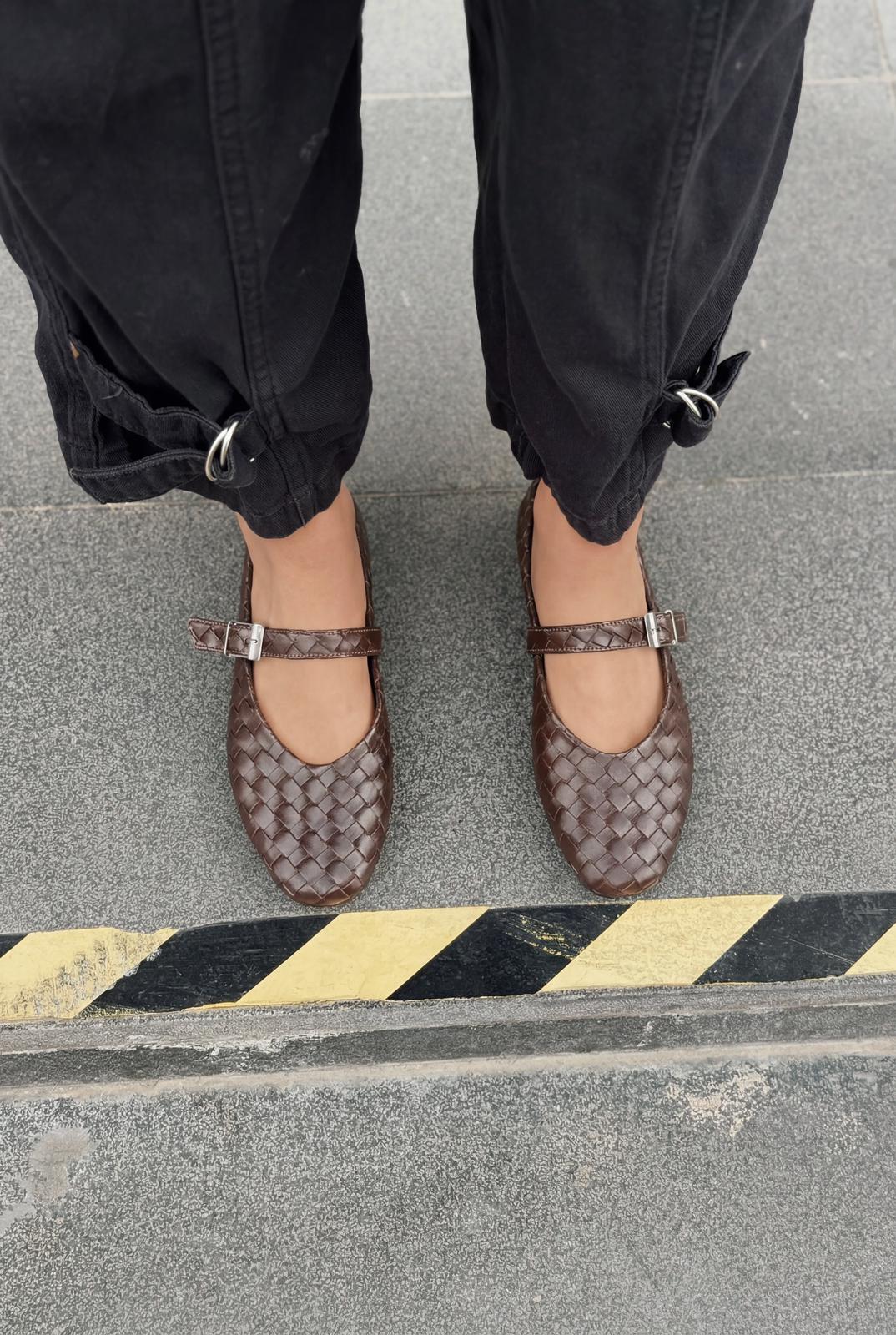 Vespera Dark Brown Faux Leather Women's Flats