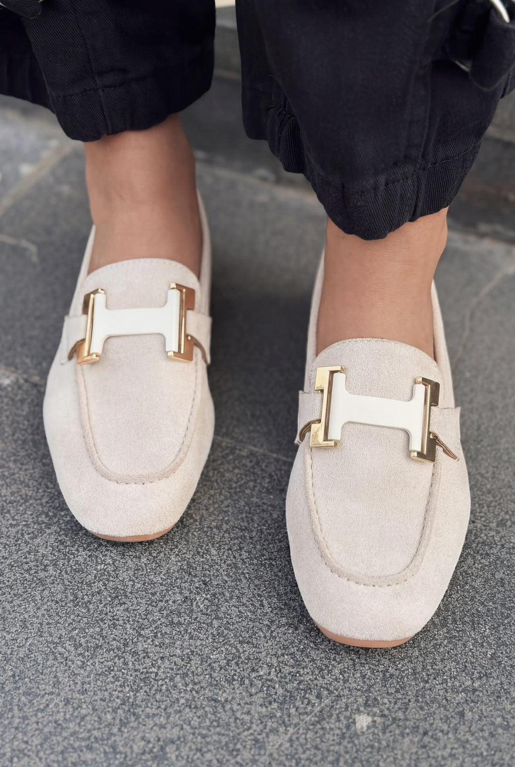 Elara Beige Suede Women's Loafers