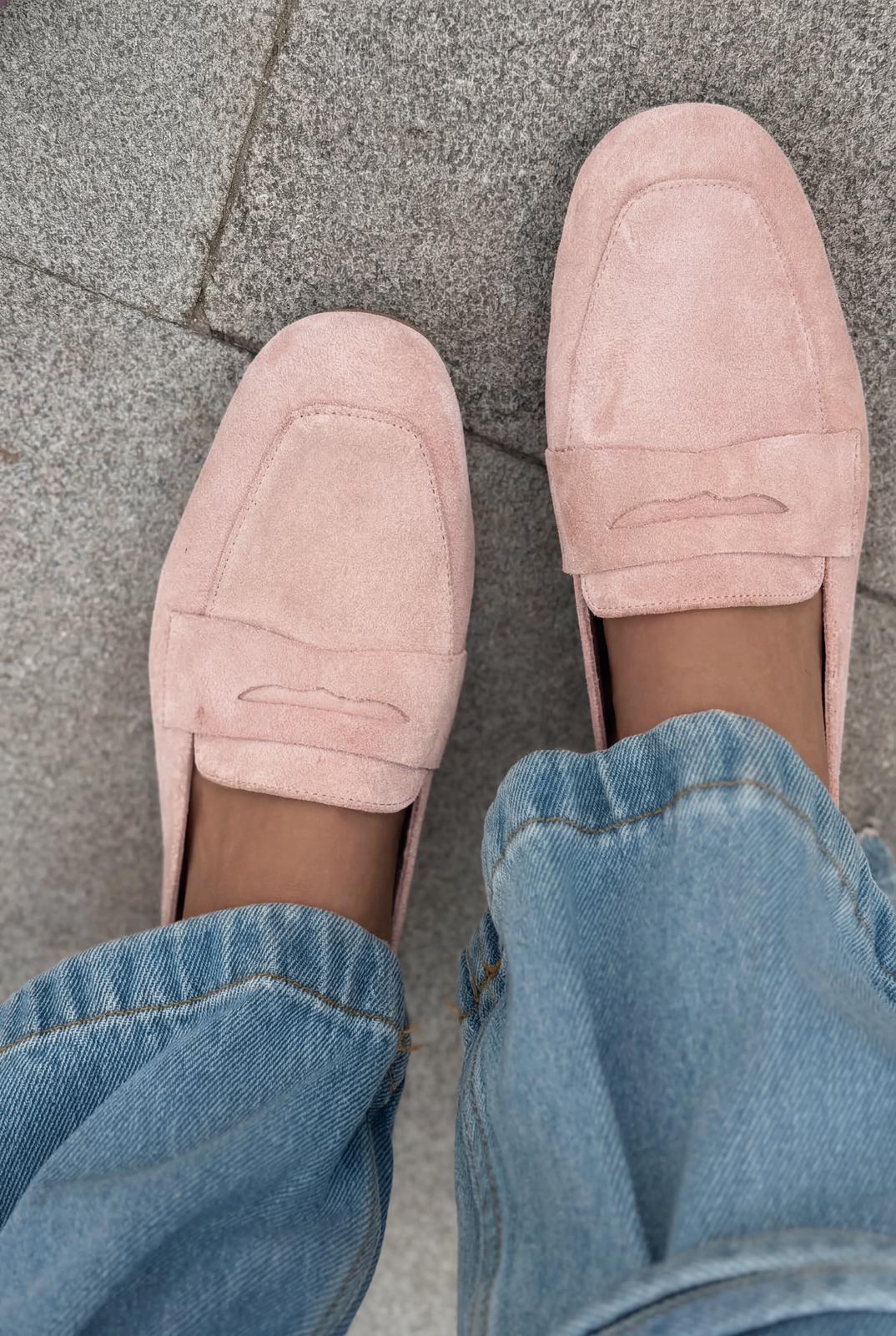 Melniel Blush Genuine Suede Women's Loafers