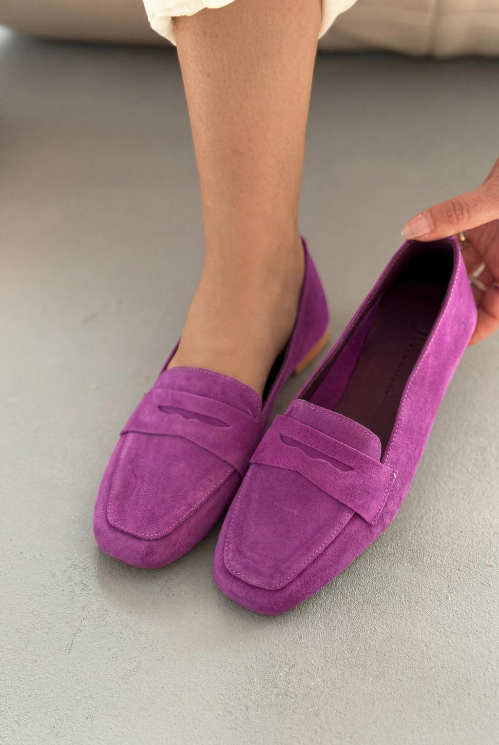 Melniel Purple Genuine Suede Women's Loafers