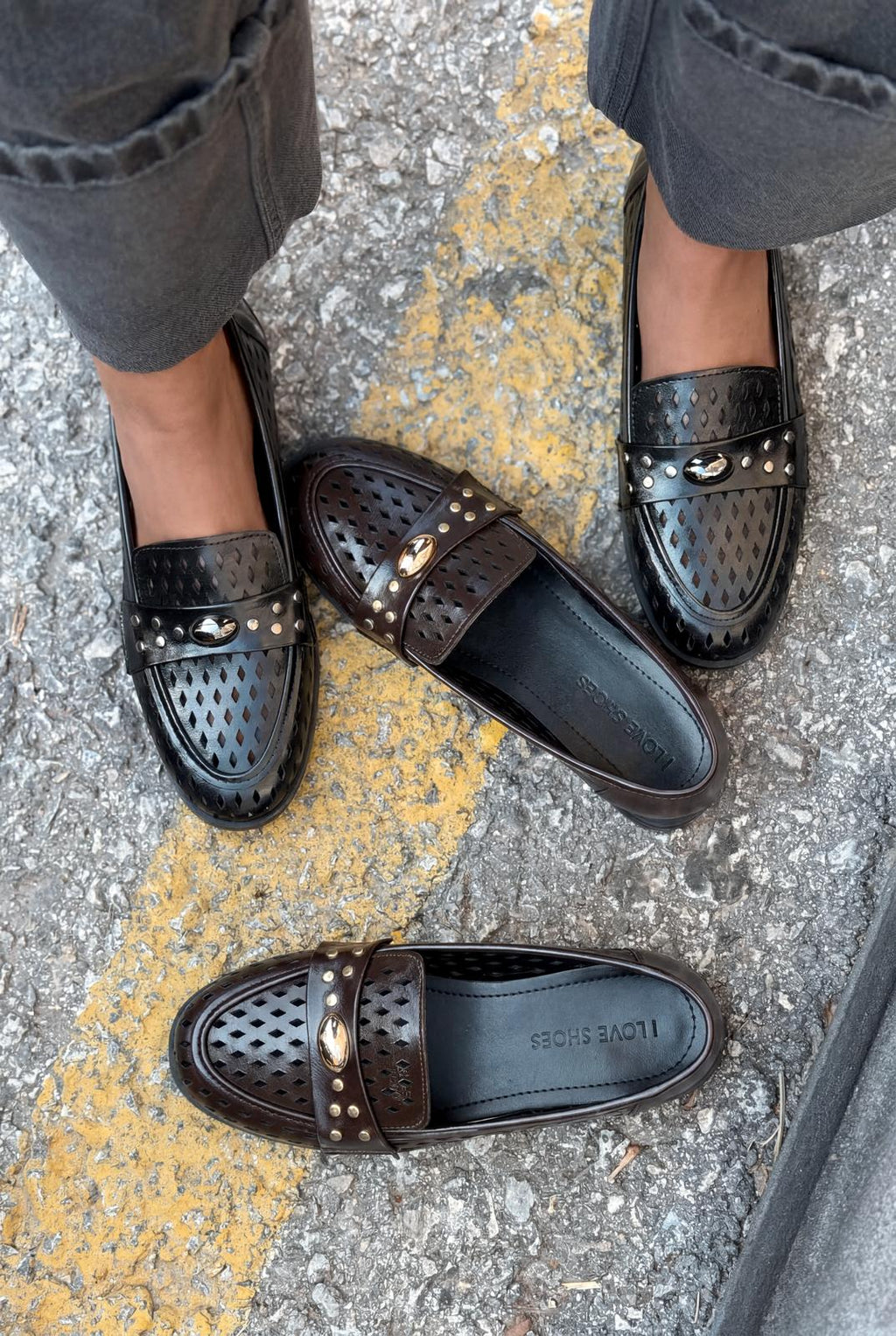 Ardion Black Faux Leather Women's Loafers