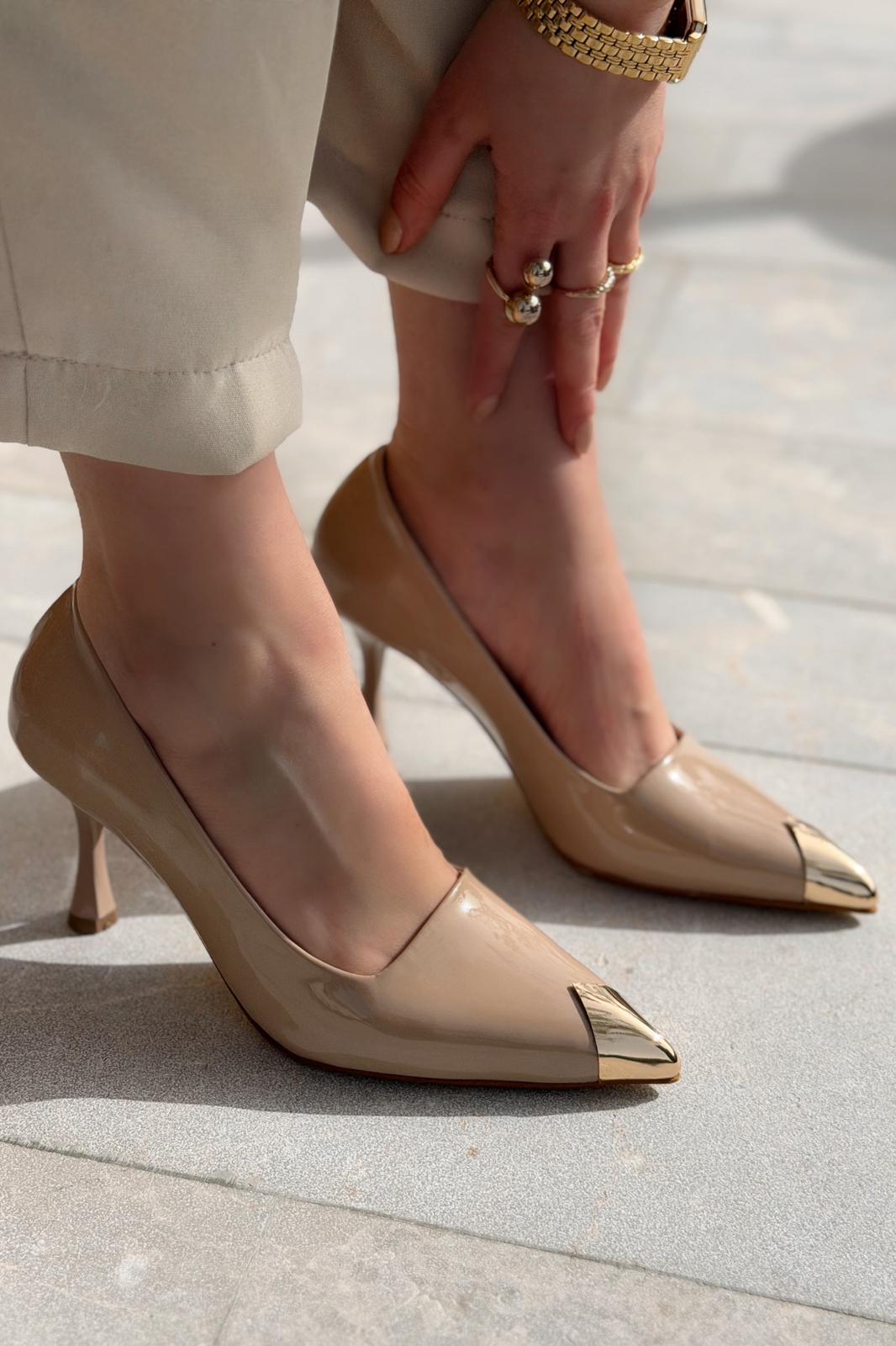 Noctra Nude Patent Faux Leather Women's Stilettos
