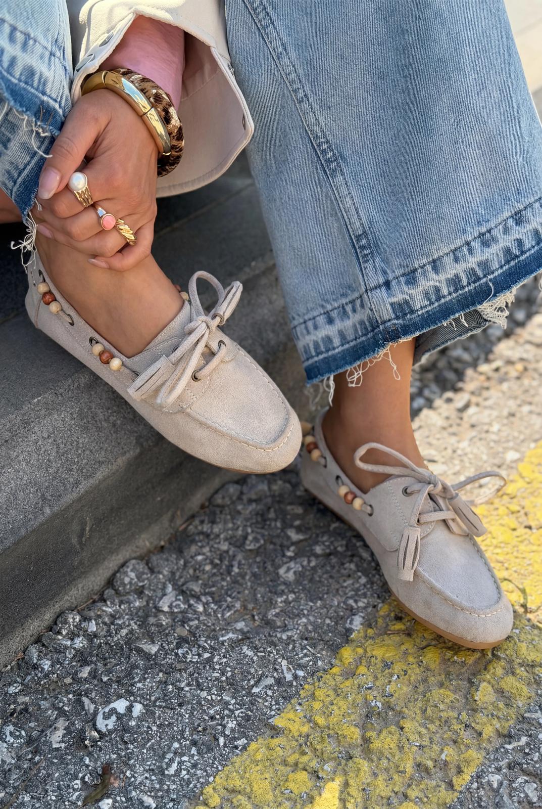 Brion Beige Suede Women's Oxford Shoes
