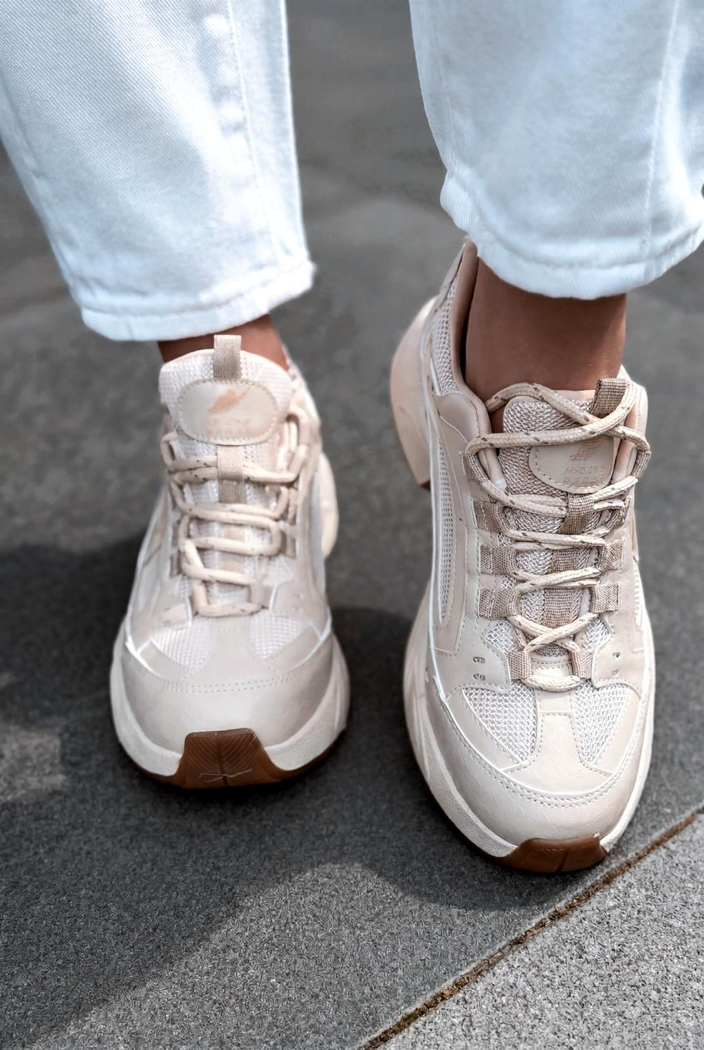 Norser Beige Genuine Leather Women's Sneakers