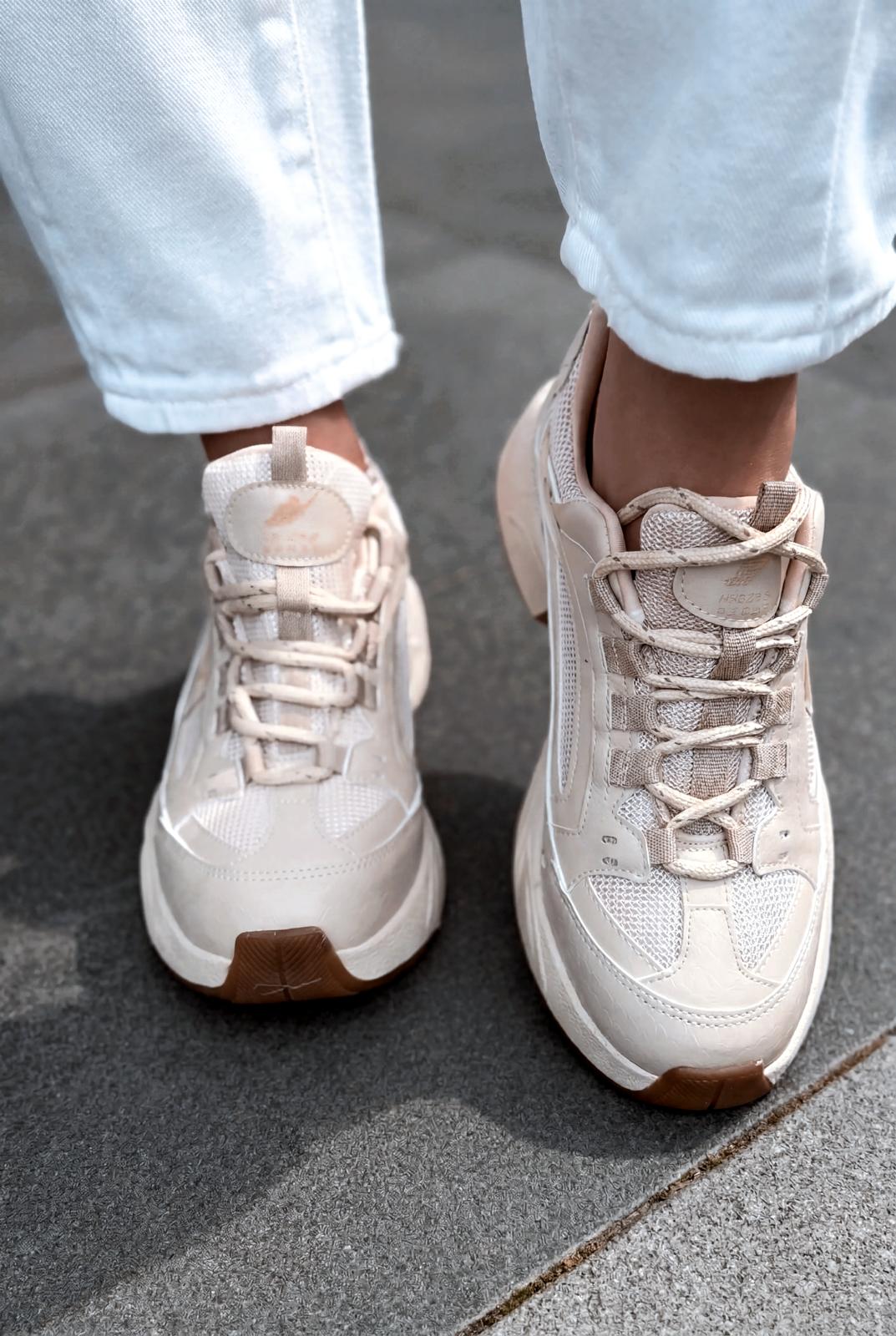 Norser Beige Genuine Leather Women's Sneakers
