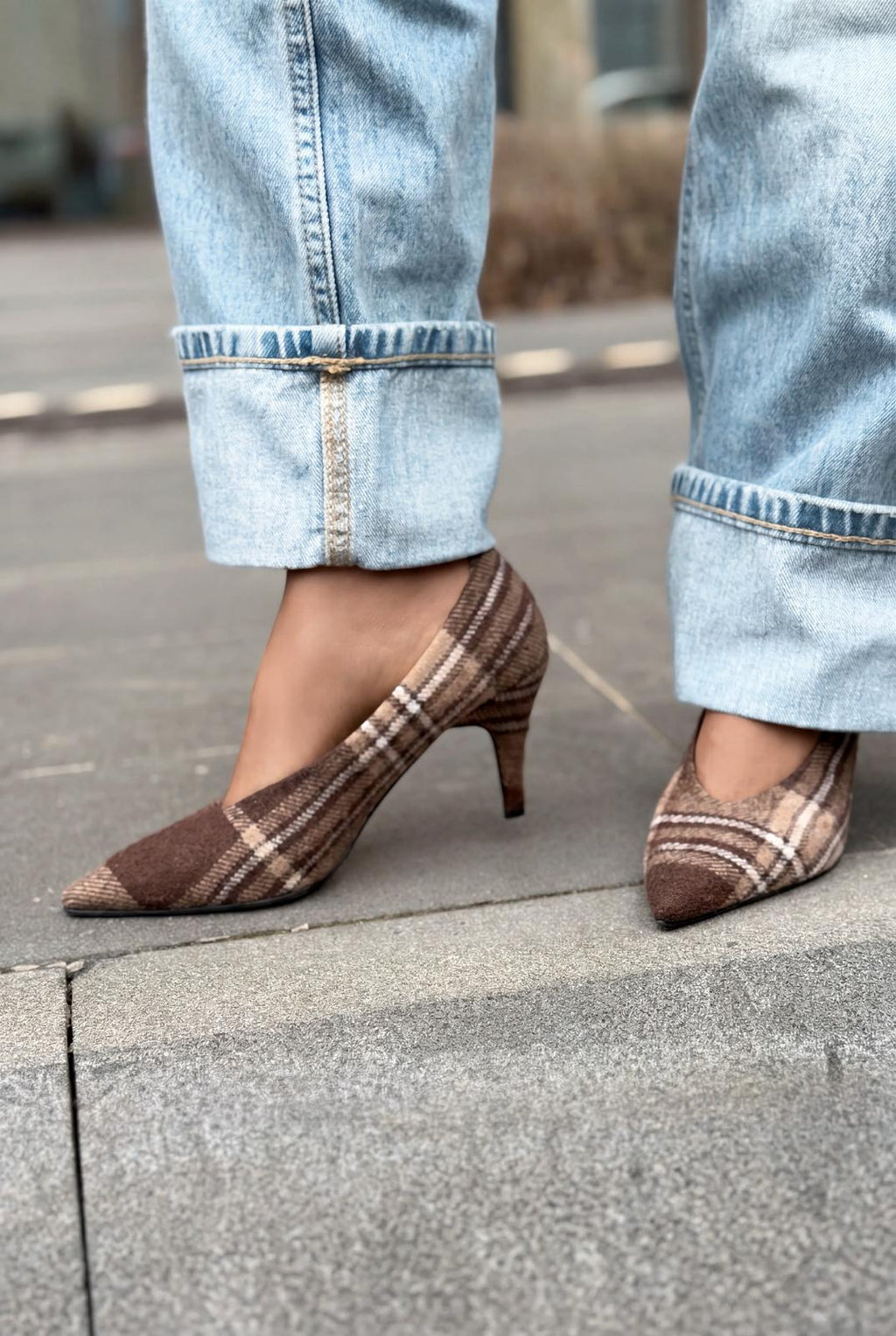 Kairo Brown Tweed Fabric Women's Stiletto