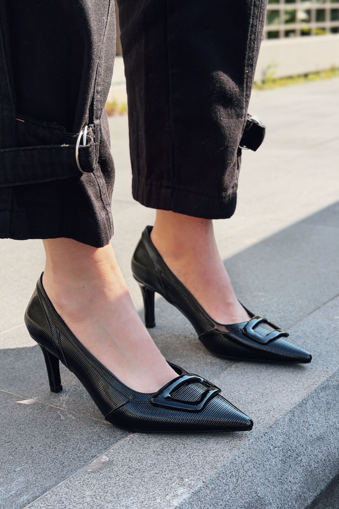 Finrel Black Patent Faux Leather Women's Stilettos