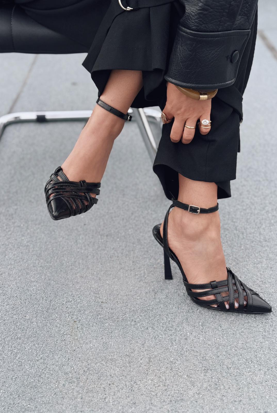 Luvien Black Faux Leather Women's Stilettos