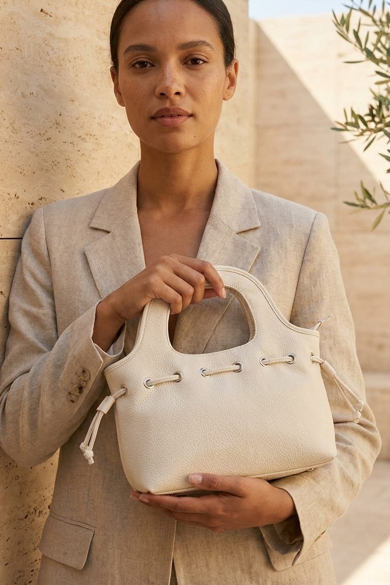 Varent White Faux Leather Women's Handbag