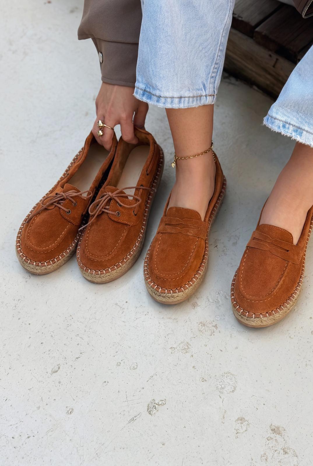 Selora Tan Genuine Suede Women's Loafers
