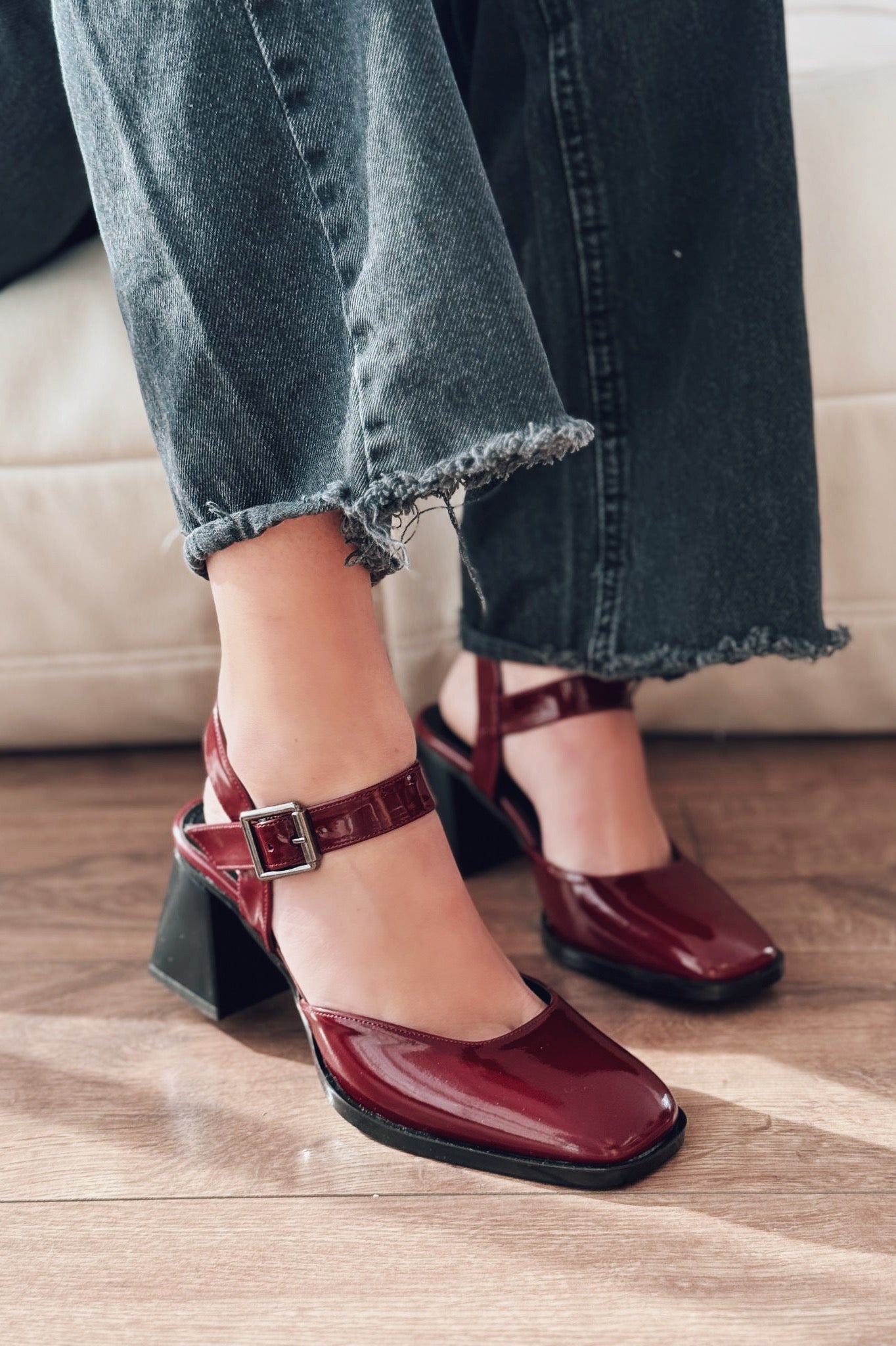 Melora Burgundy Patent Faux Leather Women's Mary Jane