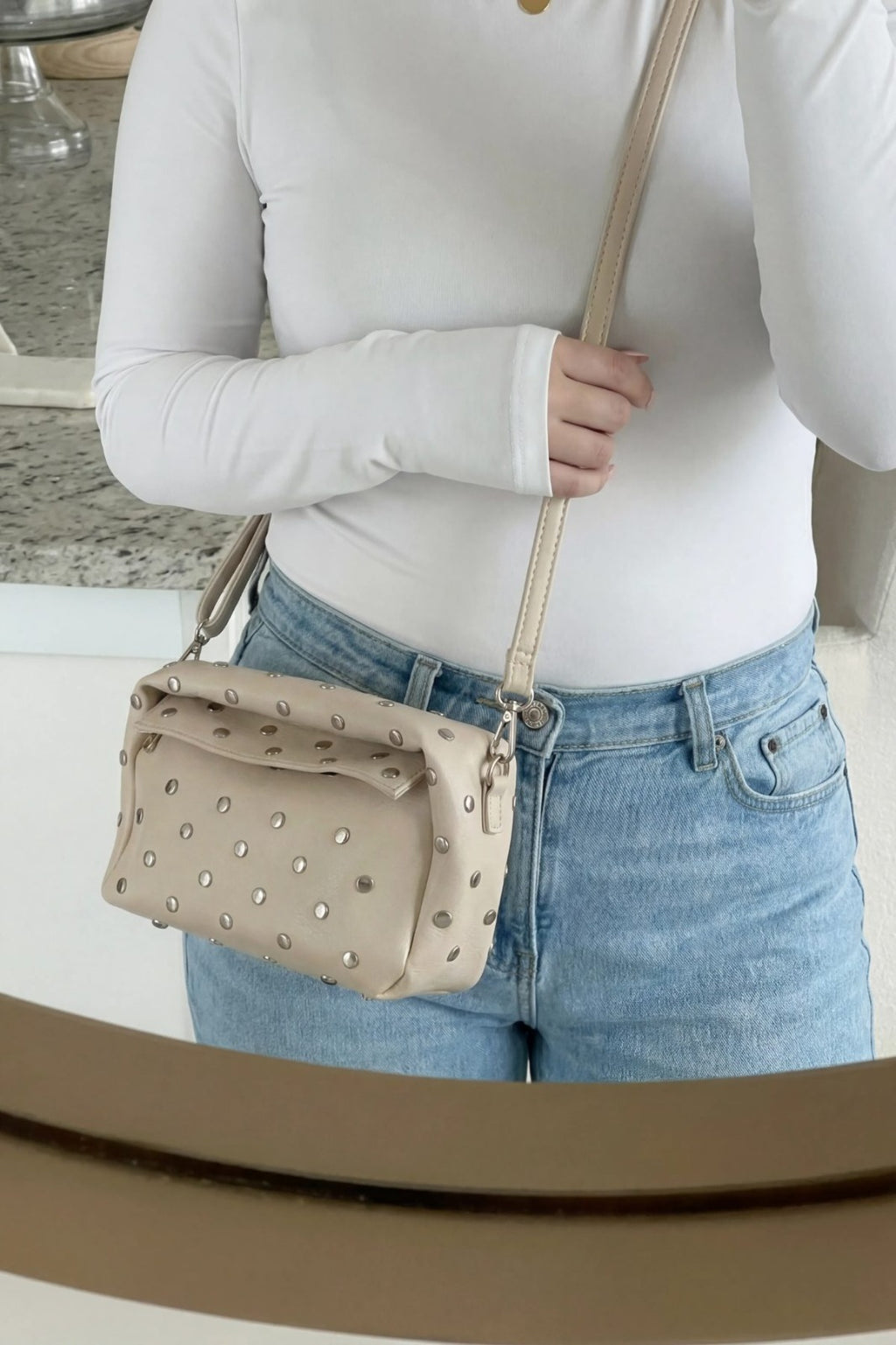 Morten Beige Faux Leather Women's Crossbody Bag