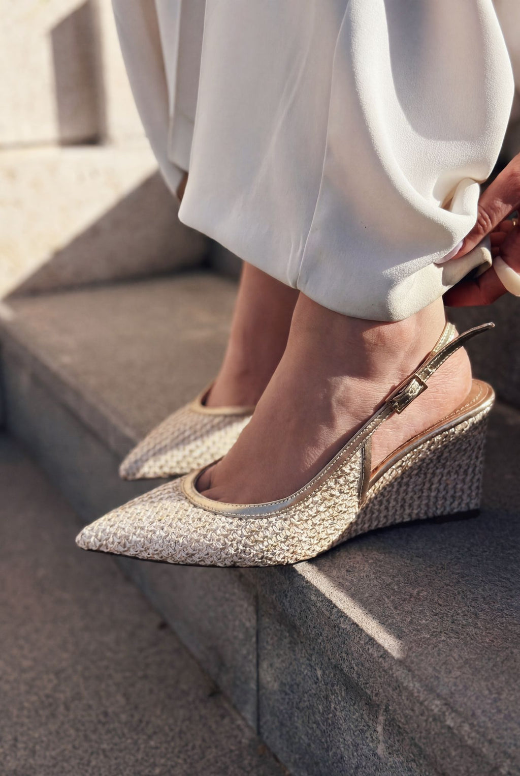 Solthera Gold Woven Women's Stilettos