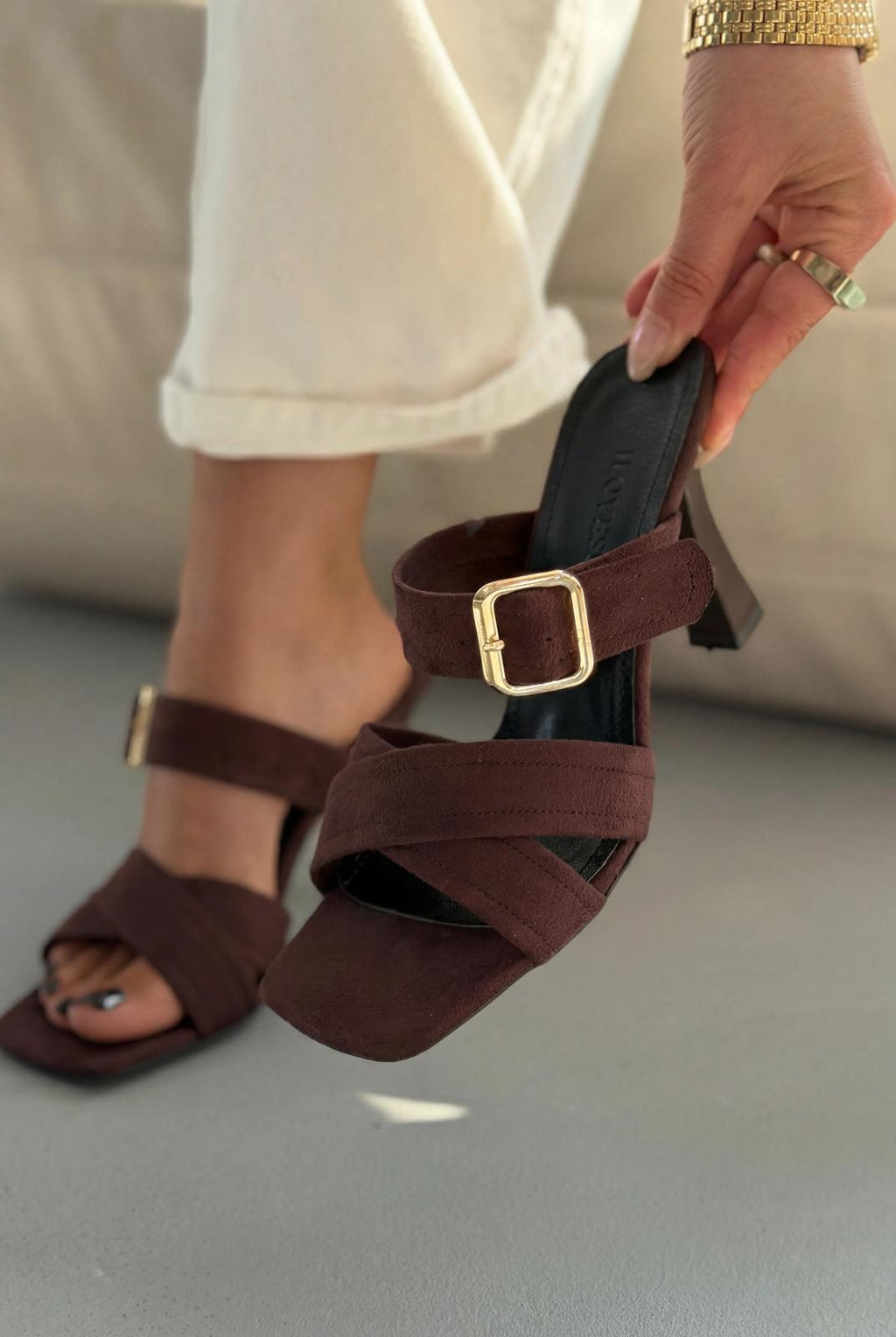 Norden Light Brown Suede Women's Pumps Mule