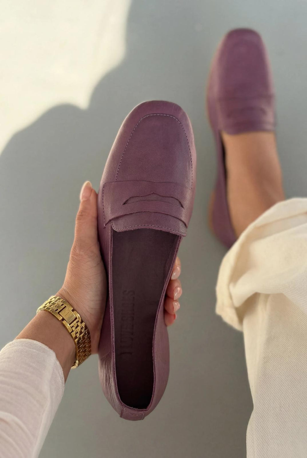 Melniel Purple Genuine Leather Women's Loafers