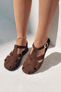 Valen Suede Light Brown Flat Women's Sandals