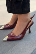 Caligo Burgundy Patent Faux Leather Stilettos