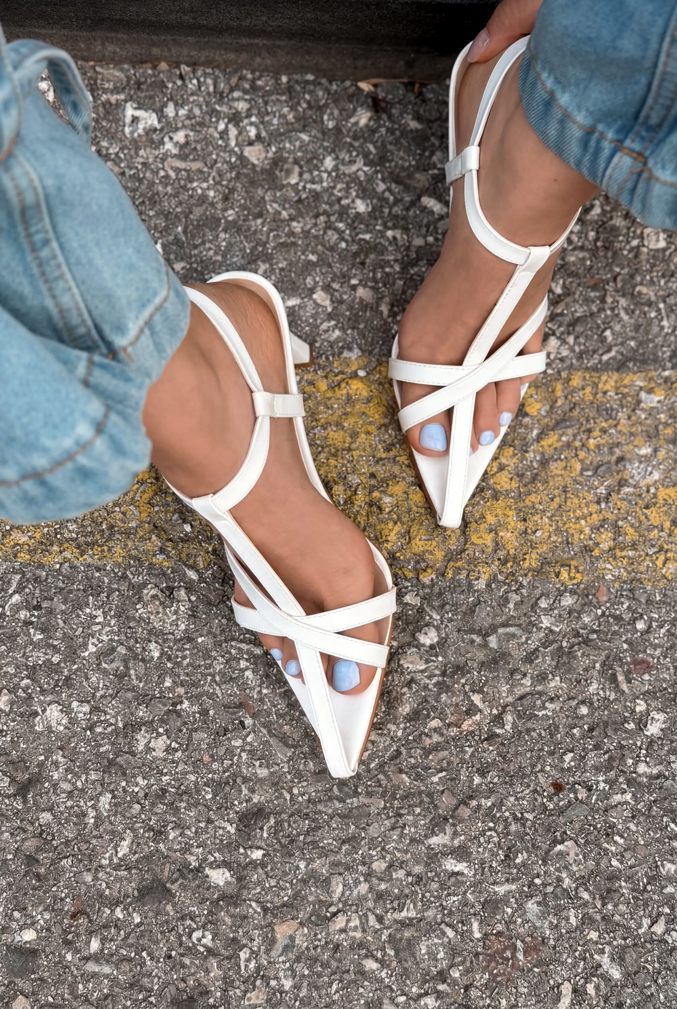 Morlen White Patent Faux Leather Women's Pumps Sandals