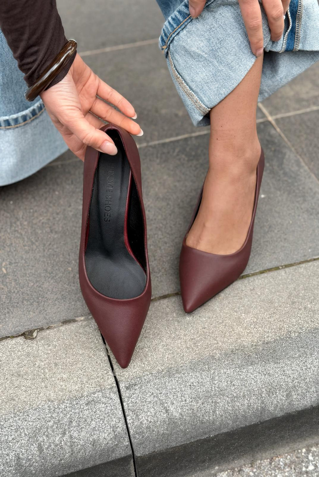 Delvion Bordeaux Faux Leather Women's Stilettos
