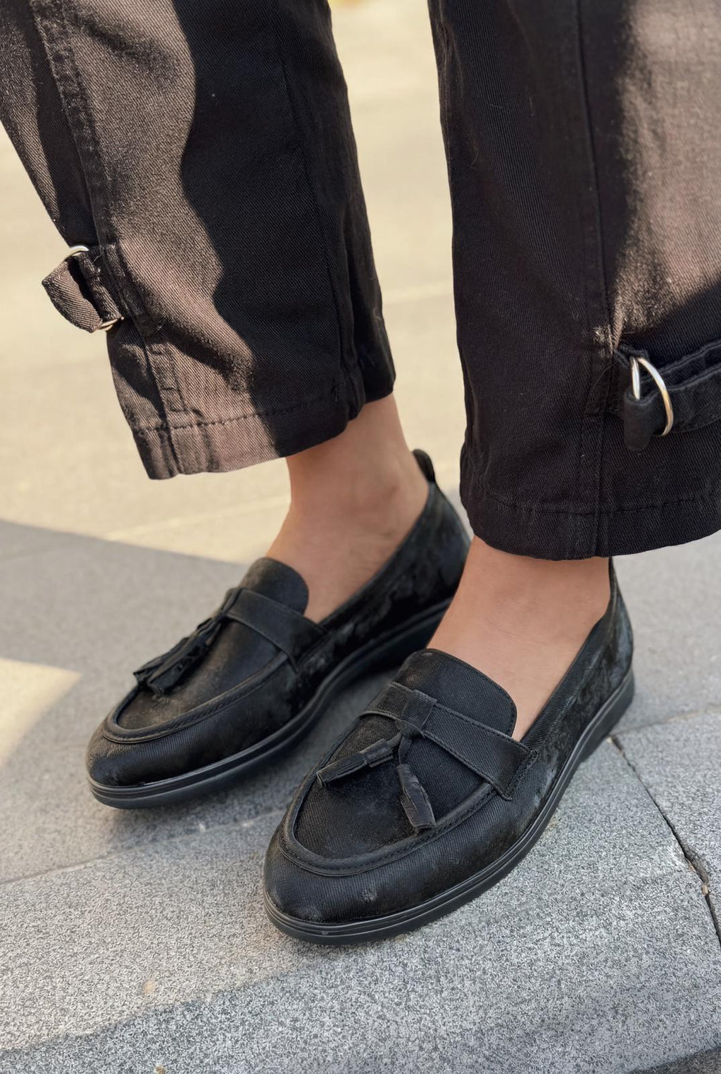Yorvik Black Satin Women's Loafers