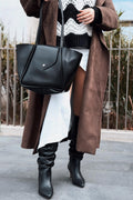 Jolin Black Faux Leather Shoulder Bag with Makeup Pouch