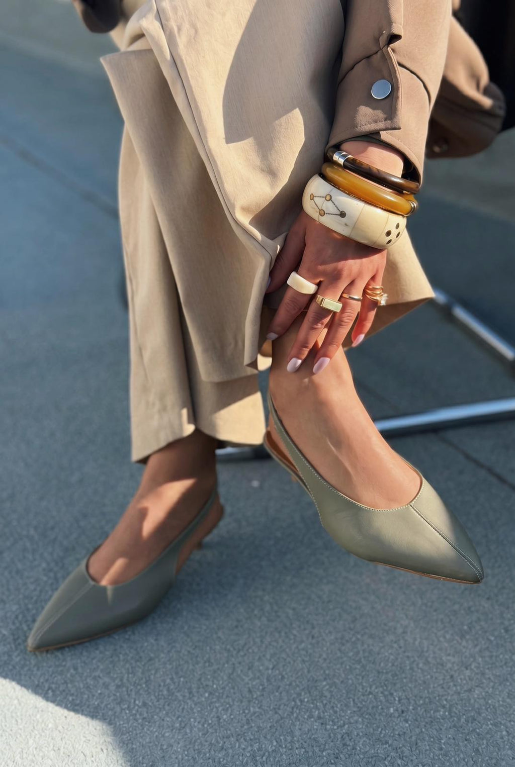 Selor Khaki Faux Leather Women's Stilettos