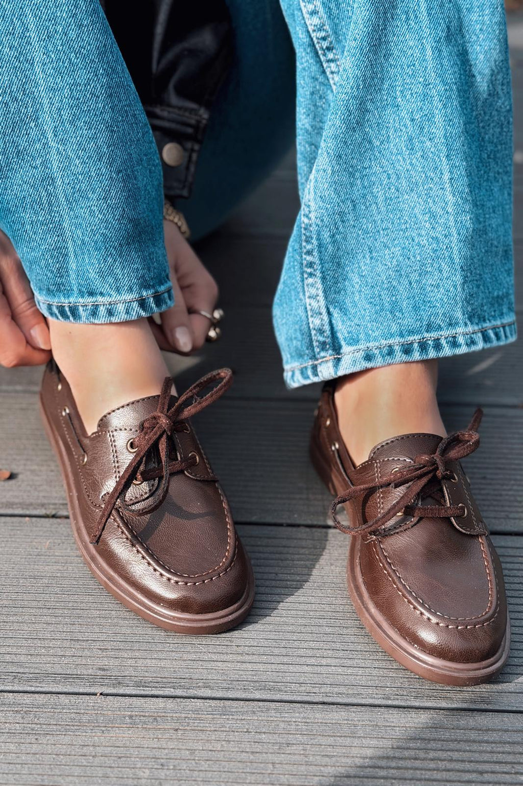 Morin Dark Brown Faux Leather Women's Oxford Shoes