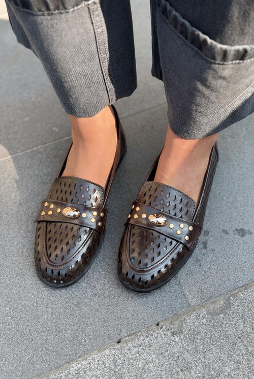 Ardion Taupe Faux Leather Women's Loafers