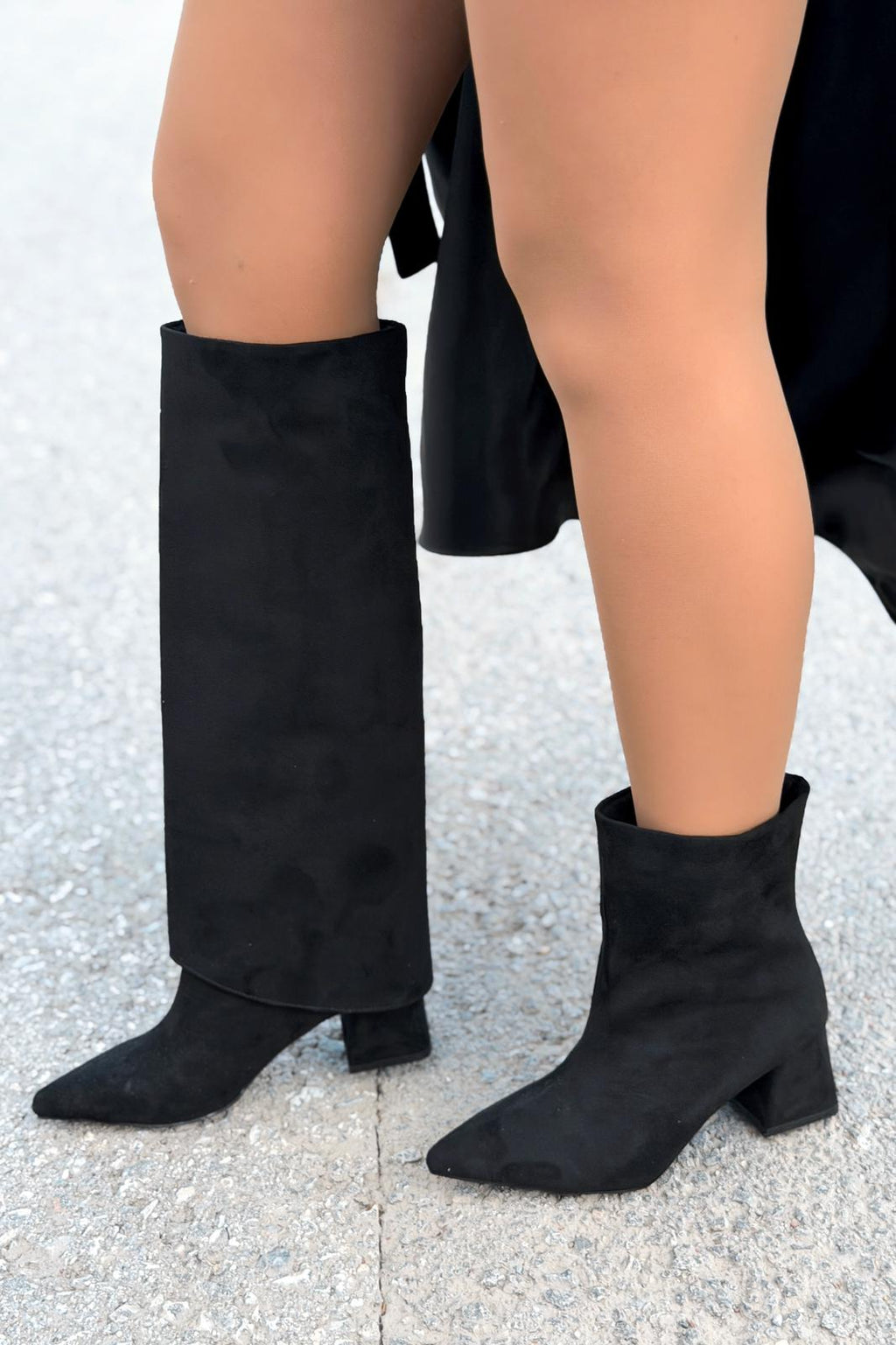 Axen Black Suede Women's Removable Shaft Boots