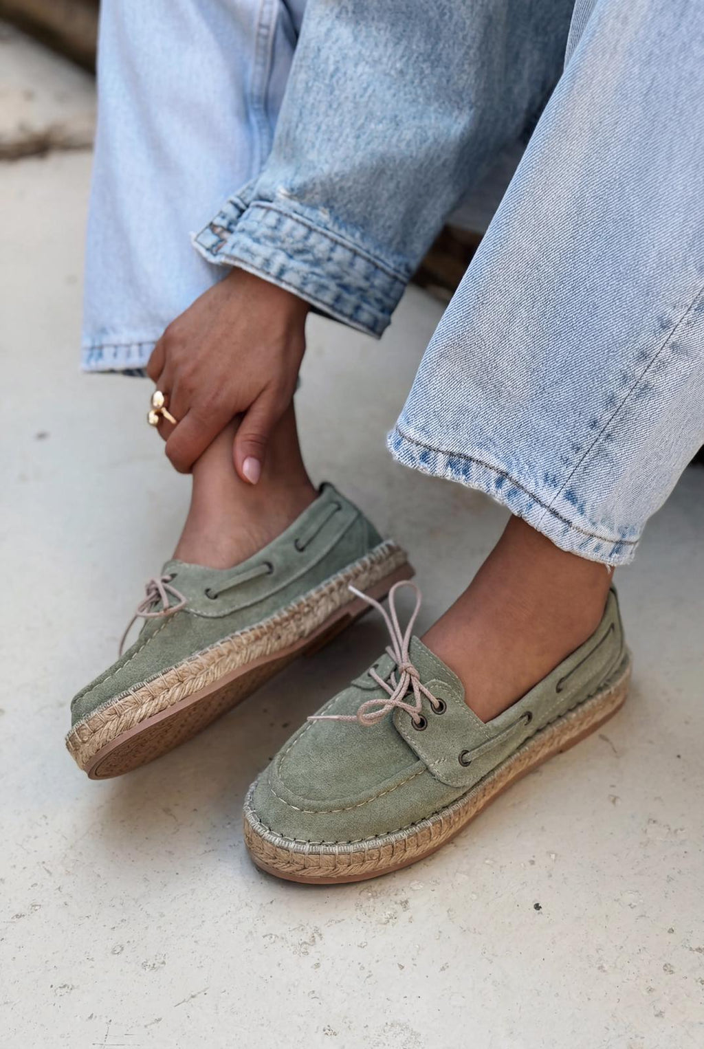 Selora Mint Green Genuine Suede Women's Loafers