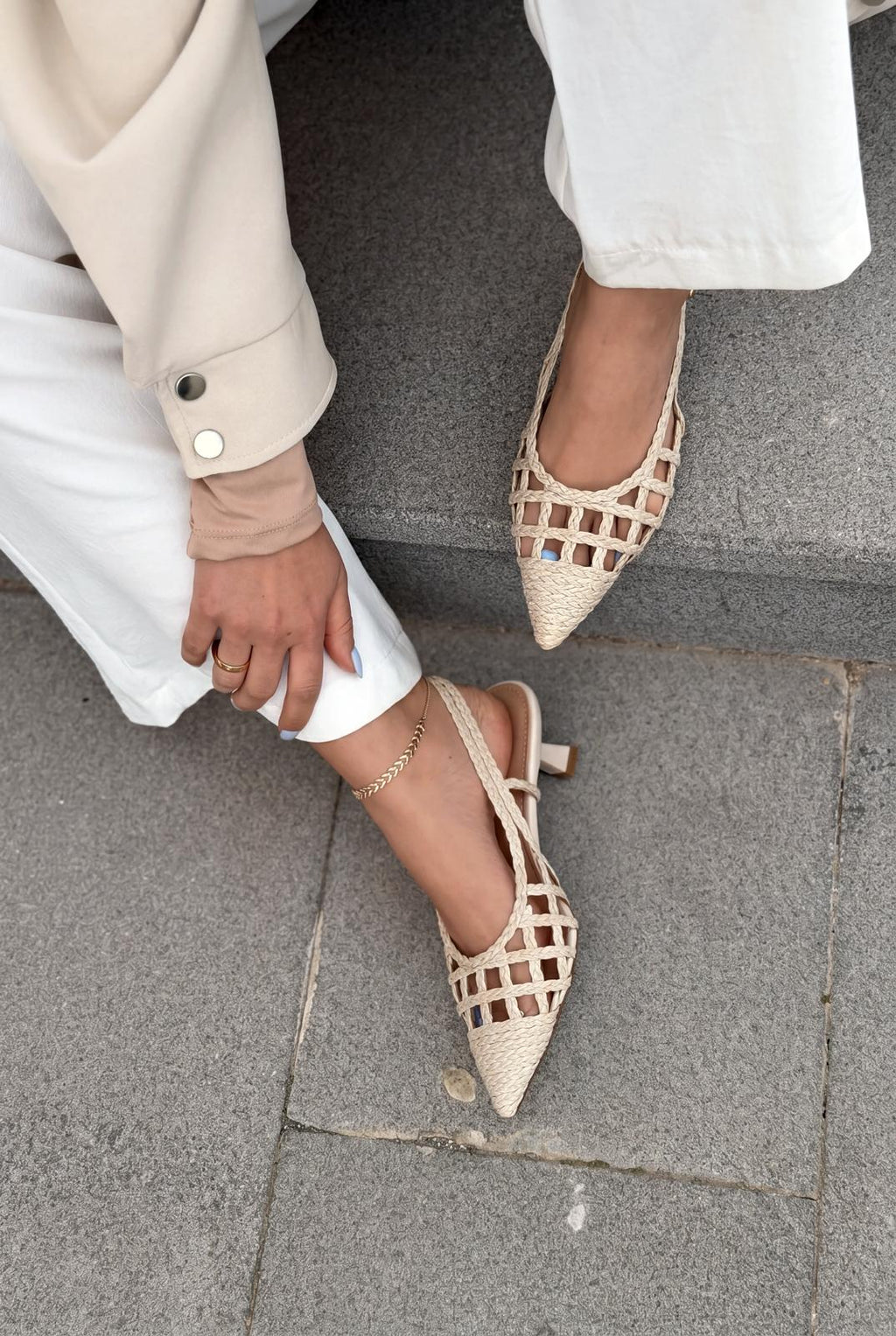 Zelya Beige Faux Leather Women's Pumps